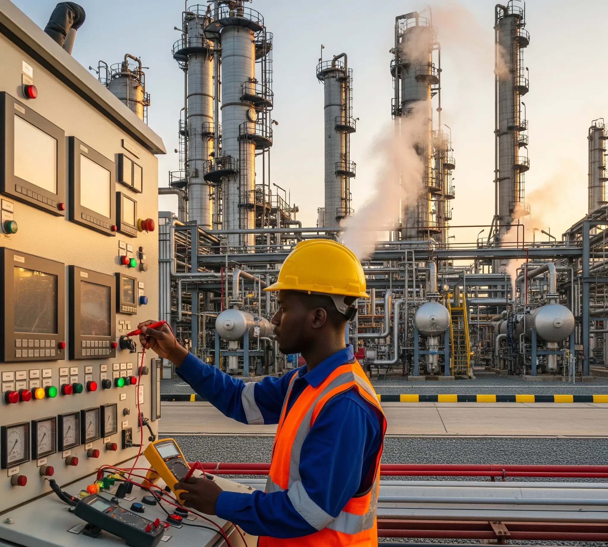 A thermal image showing heat loss from industrial pipes.