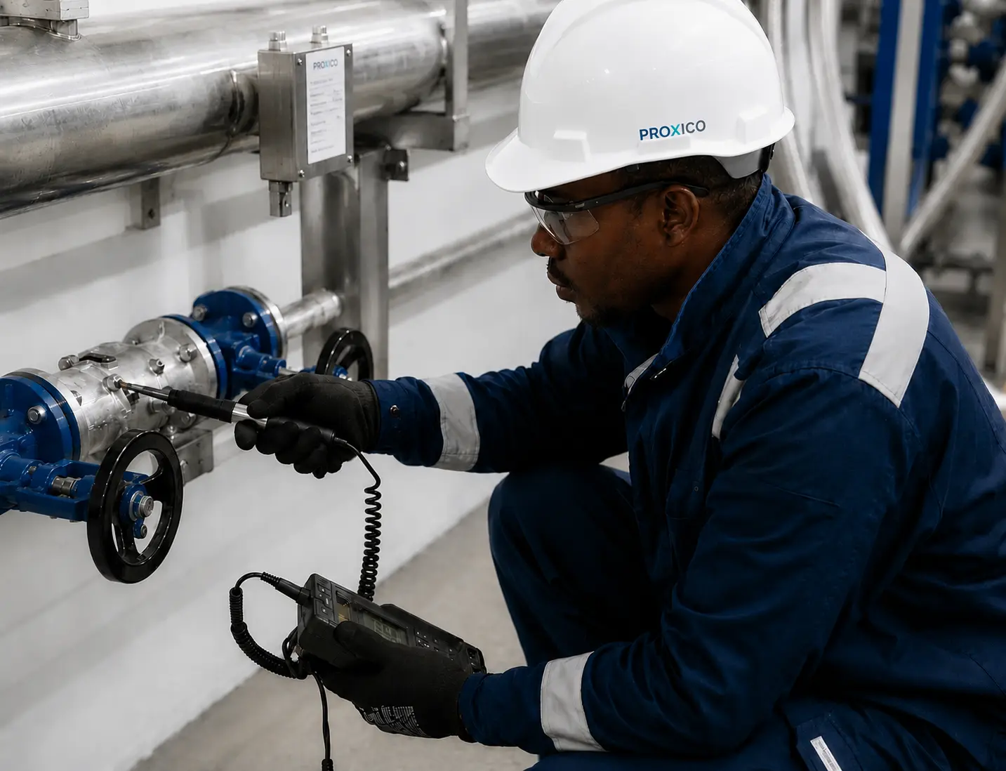 Proxico engineer inspecting a valve