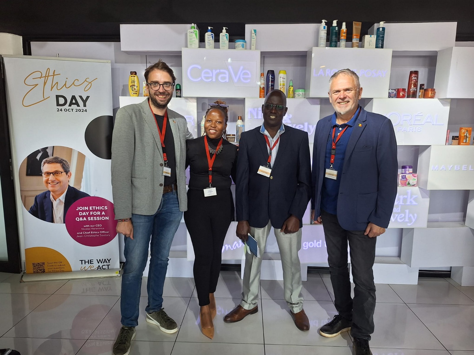 Proxico team discussing energy efficiency at L'Oreal Nairobi — European compliance in Kenyan operations